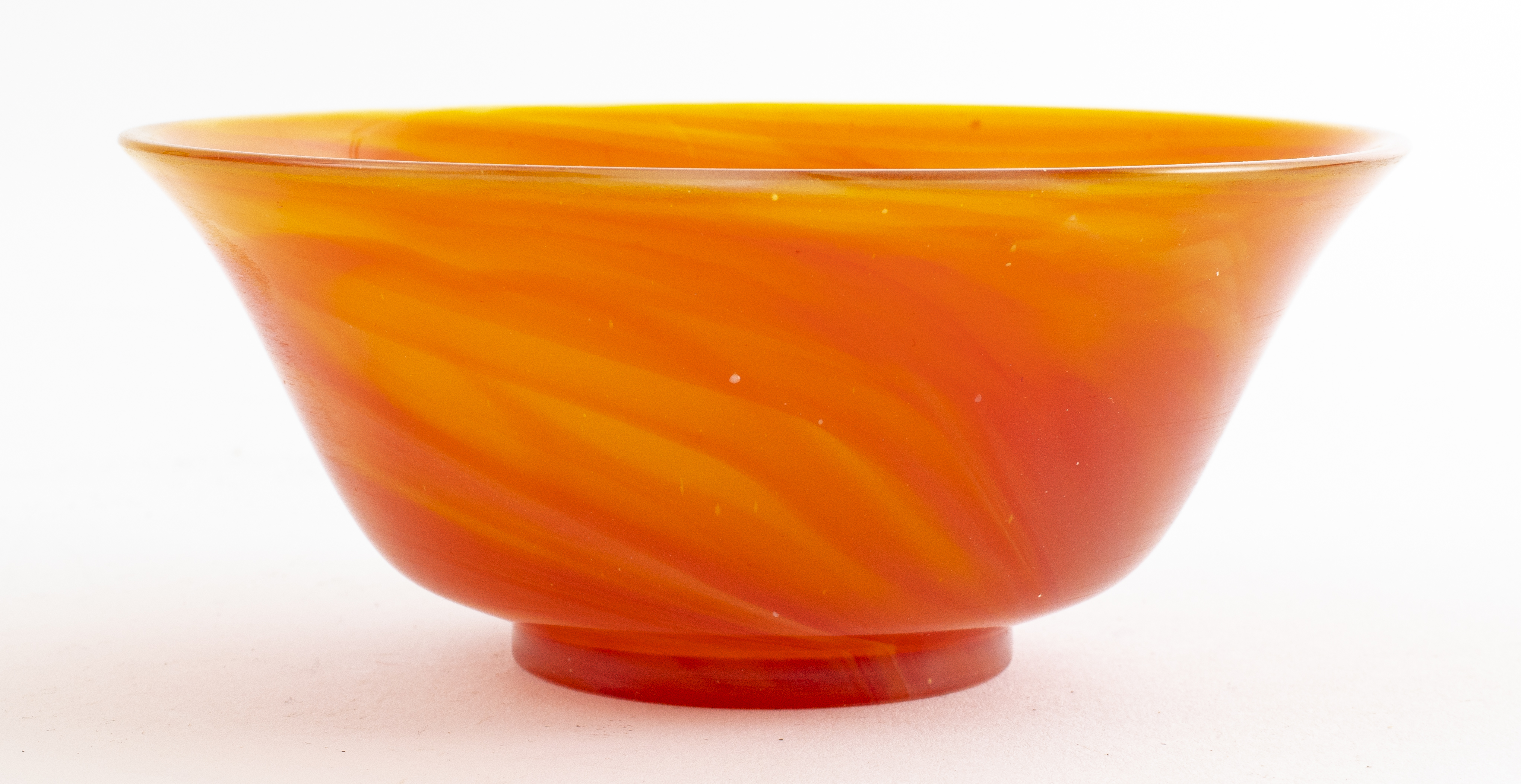 CHINESE ORANGE PEKING GLASS BOWL