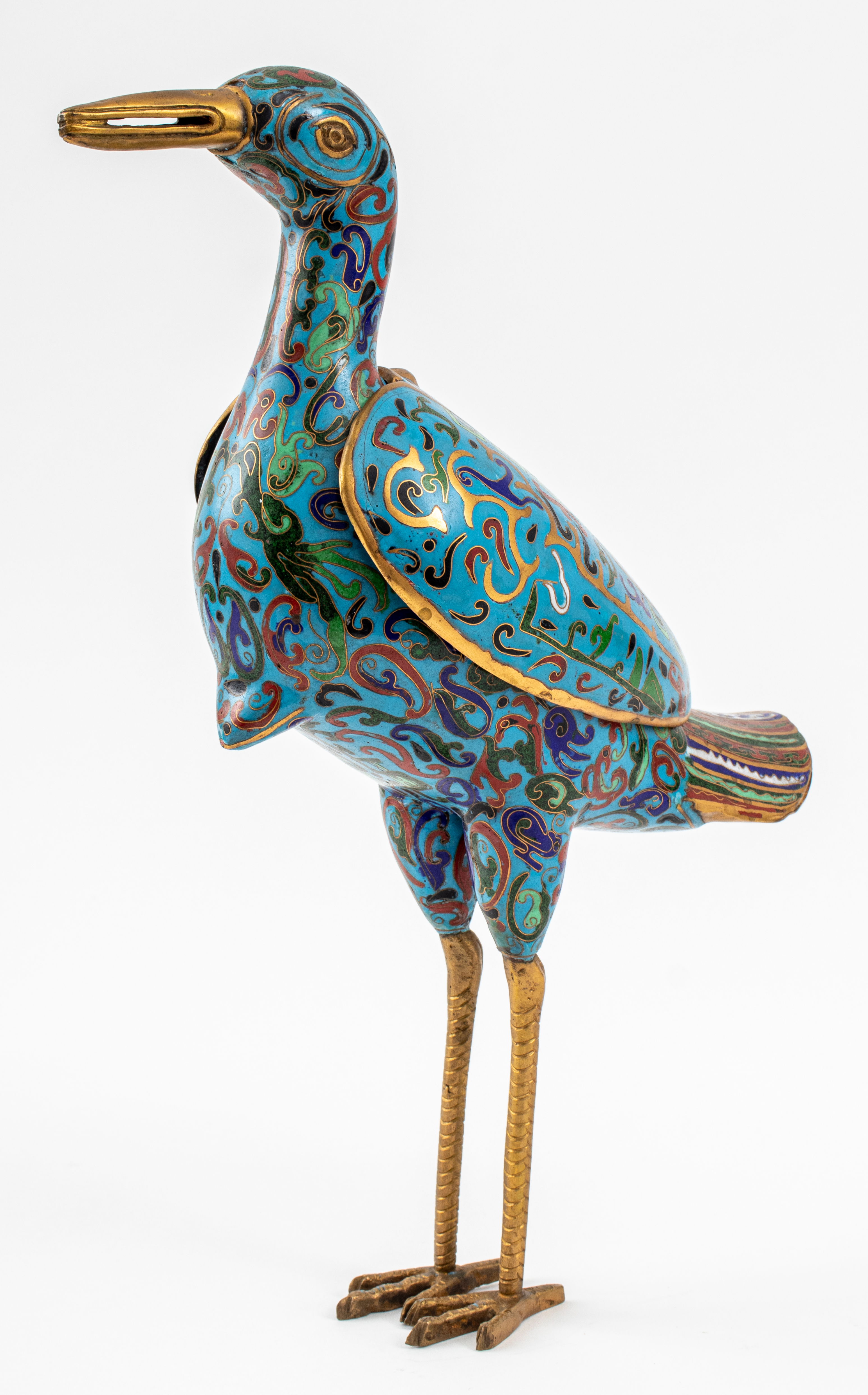 CHINESE CLOISONNE BIRD W COMPARTMENT 2d203c
