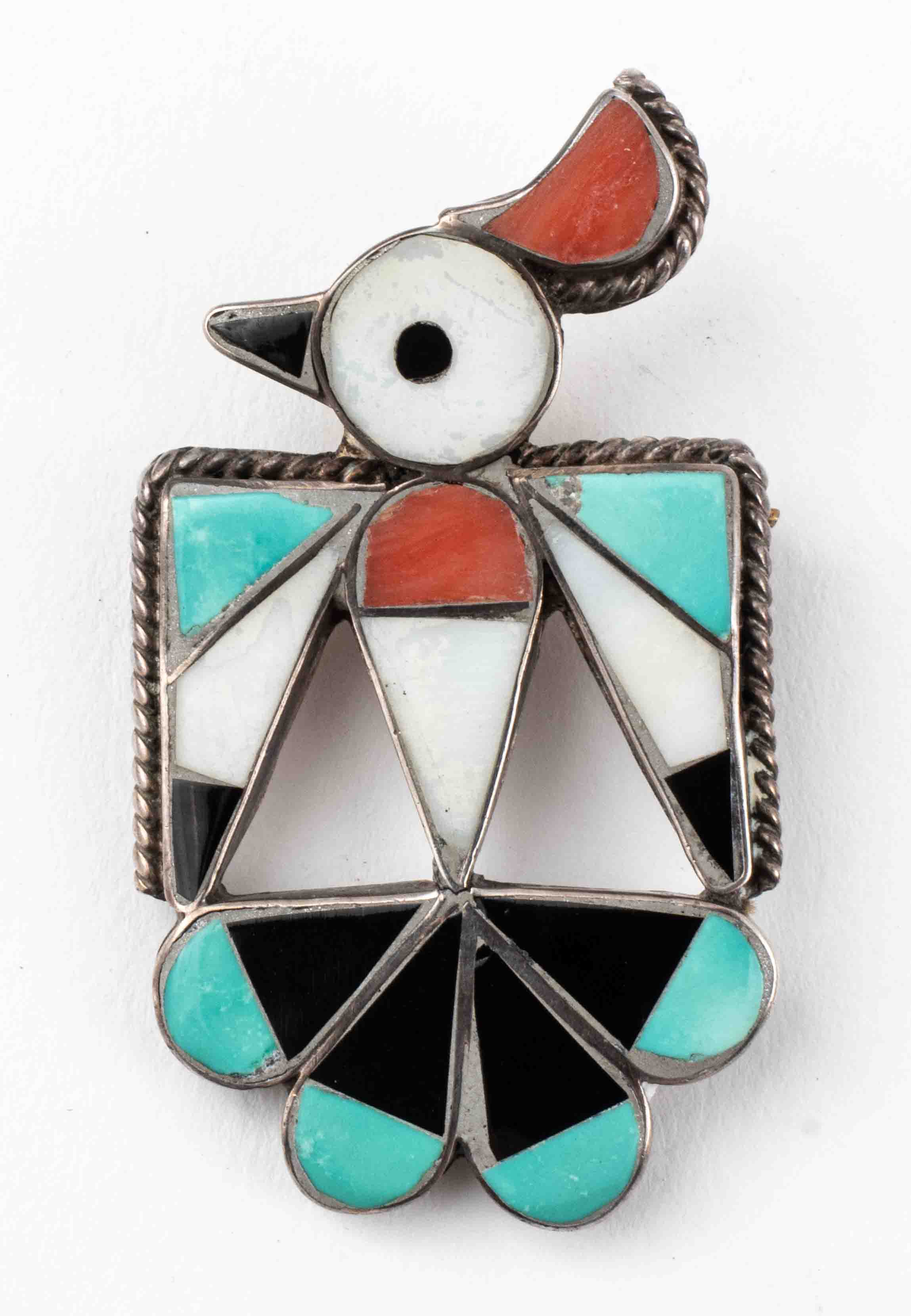 NATIVE AMERICAN ZUNI SILVER INLAY