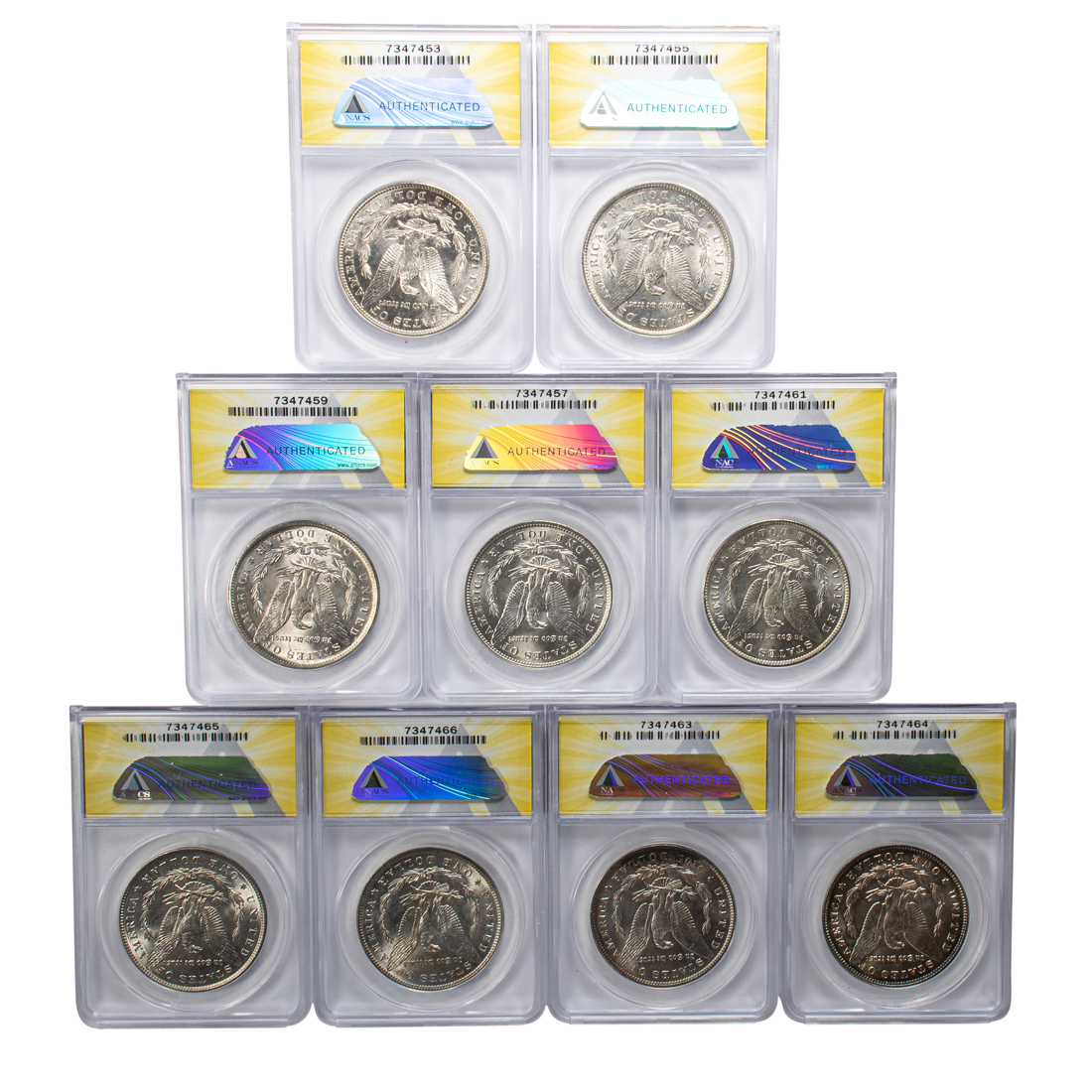  LOT OF 9 MORGAN SILVER DOLLARS 2d2162