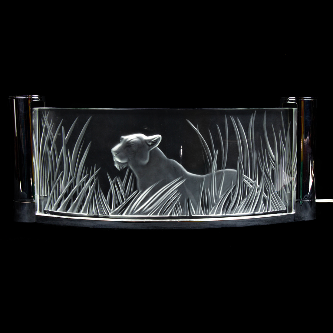 A LALIQUE CLEAR AND FROSTED GLASS KORA