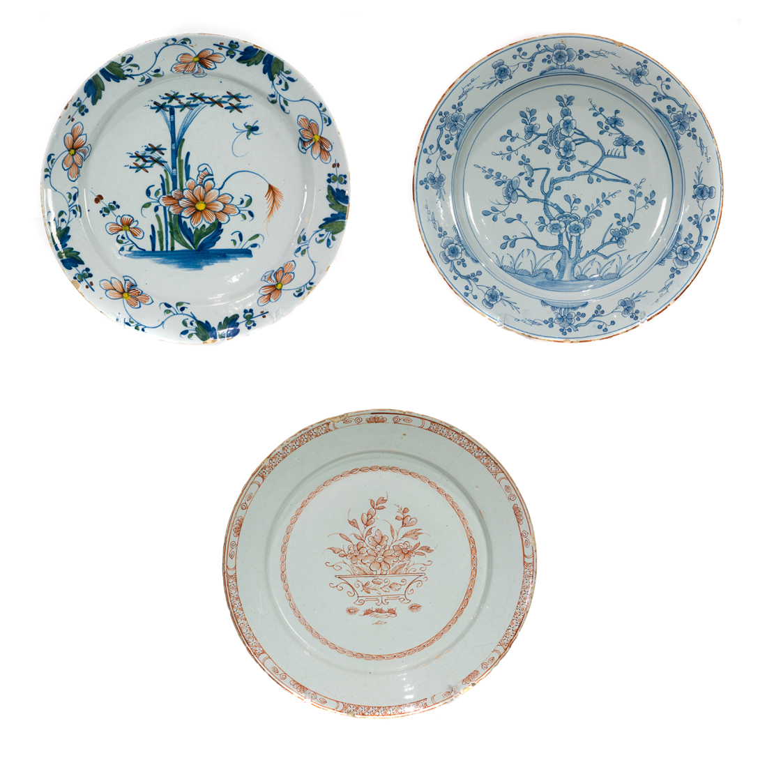  LOT OF 3 DELFT CHINOISERIE CHARGERS 2d219b