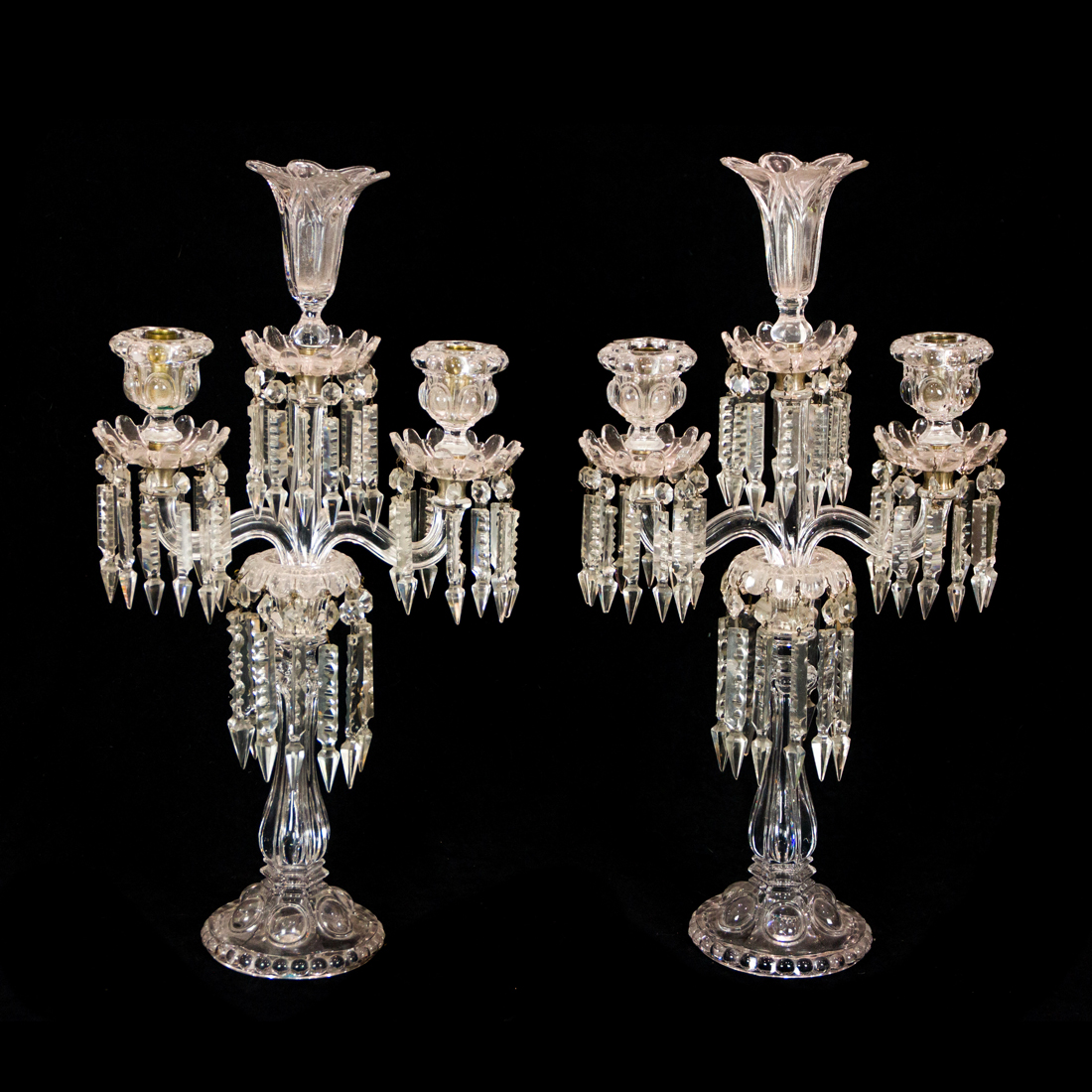 A PAIR OF BACCARAT MOLDED GLASS