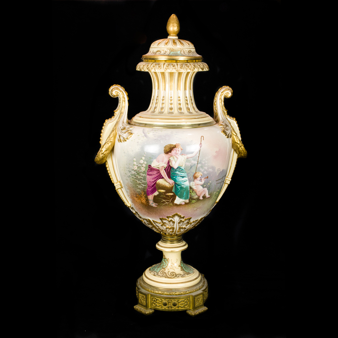 AN IMPOSING SEVRES STYLE GILT BRONZE