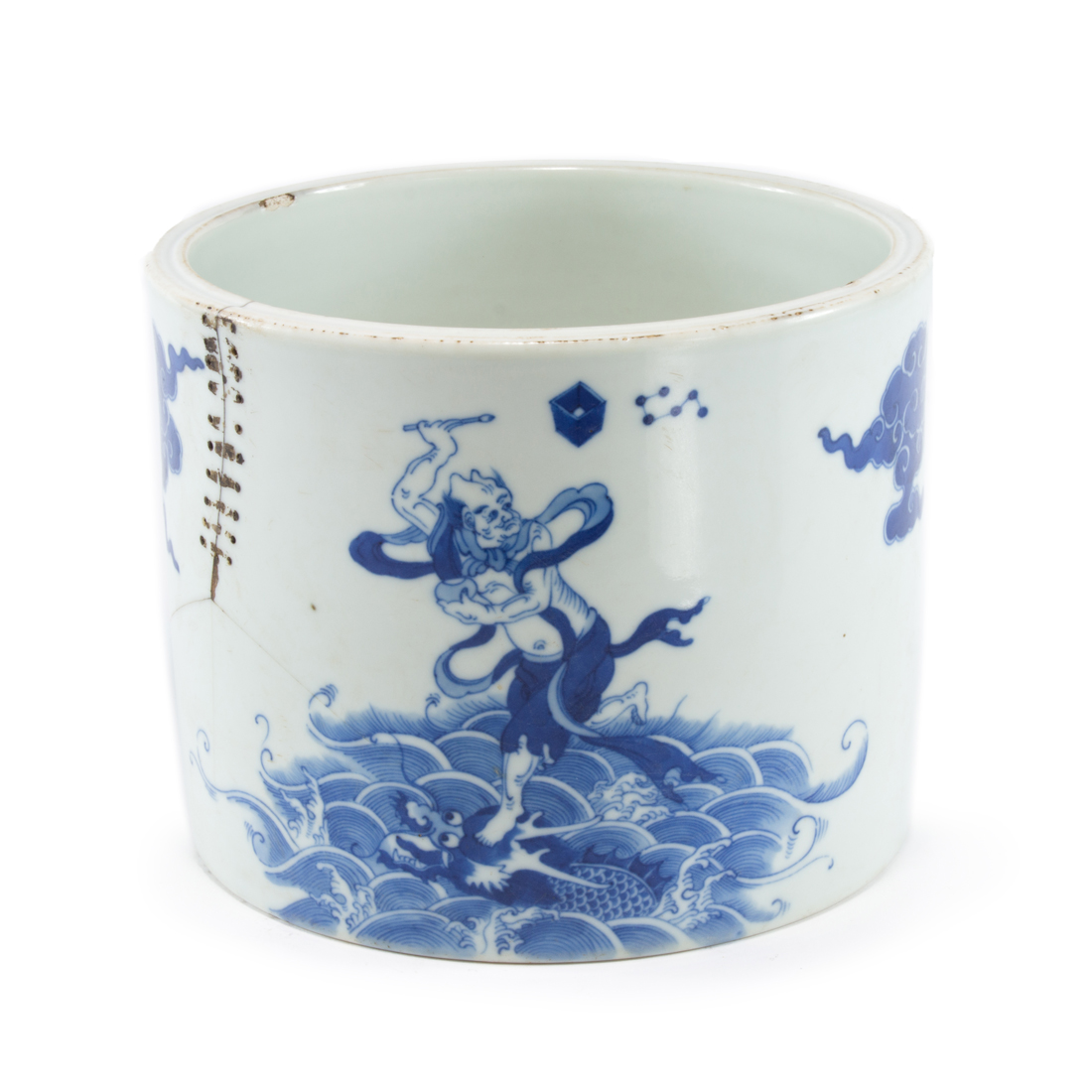 CHINESE BLUE AND WHITE BRUSH POT 2d2307