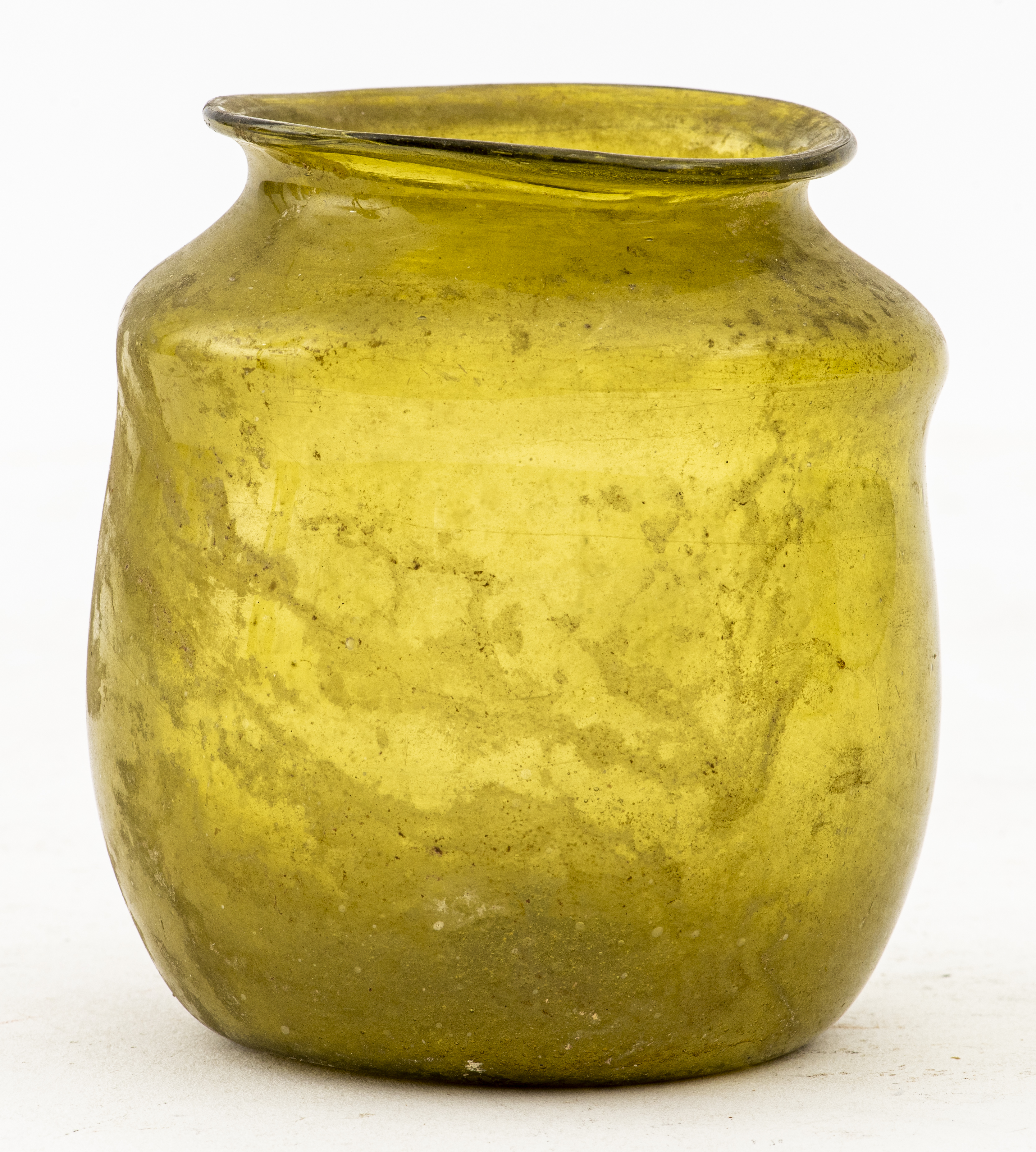 ANCIENT ISLAMIC GREEN GLASS JAR 2d23a0
