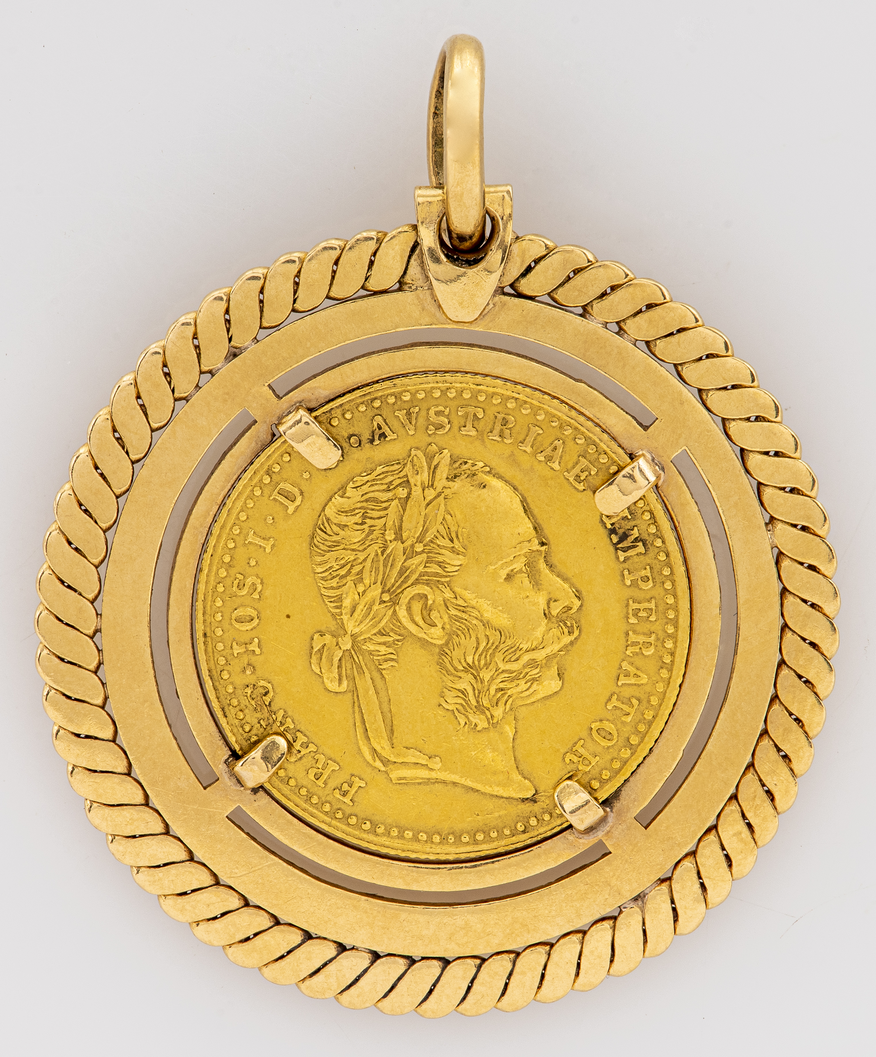 22K GOLD 1915 AUSTRIAN COIN ENCASED 2d24ef
