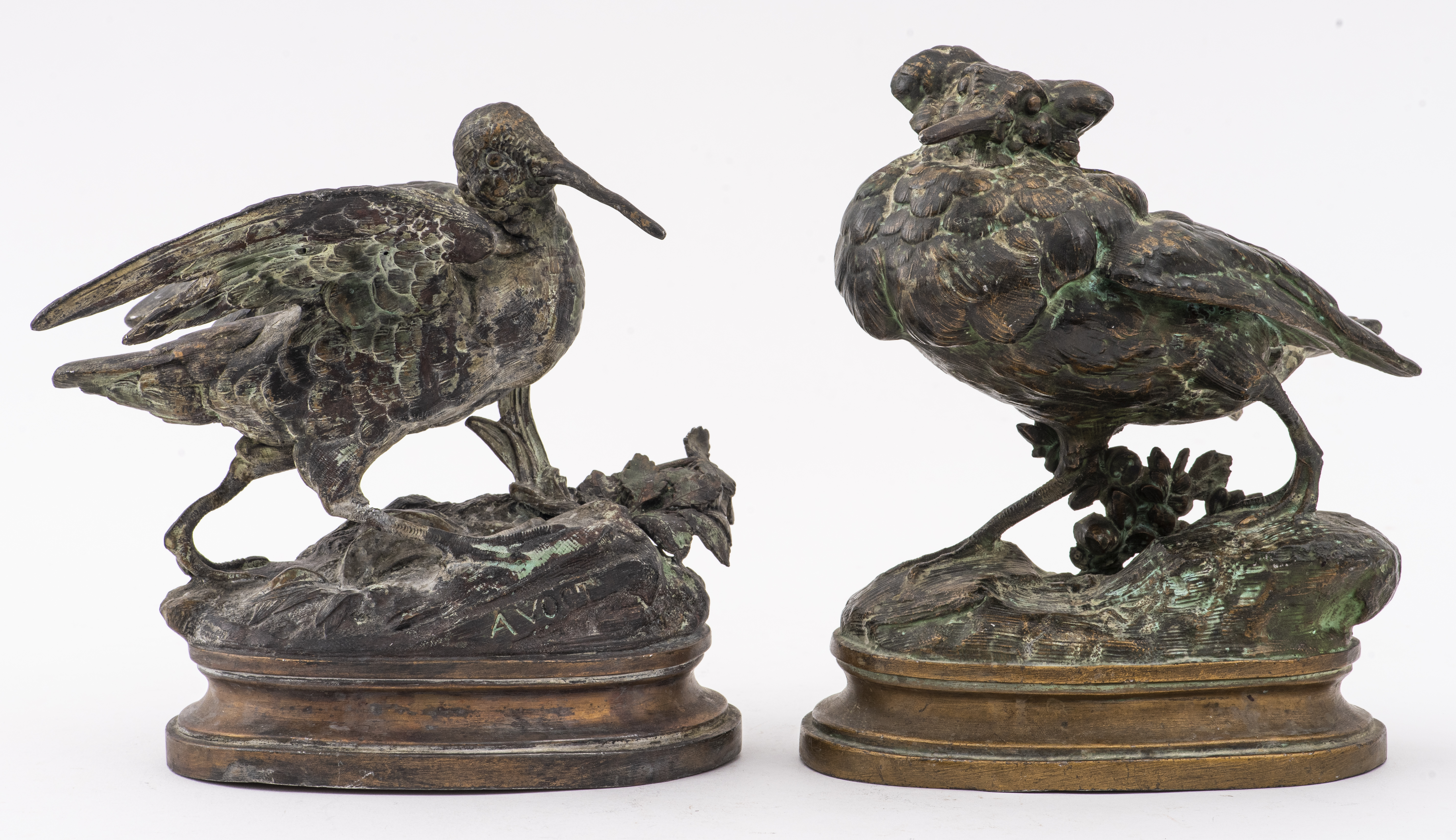 AFTER ADELGUNDE VOGT BIRDS BRONZE SCULPTURE,