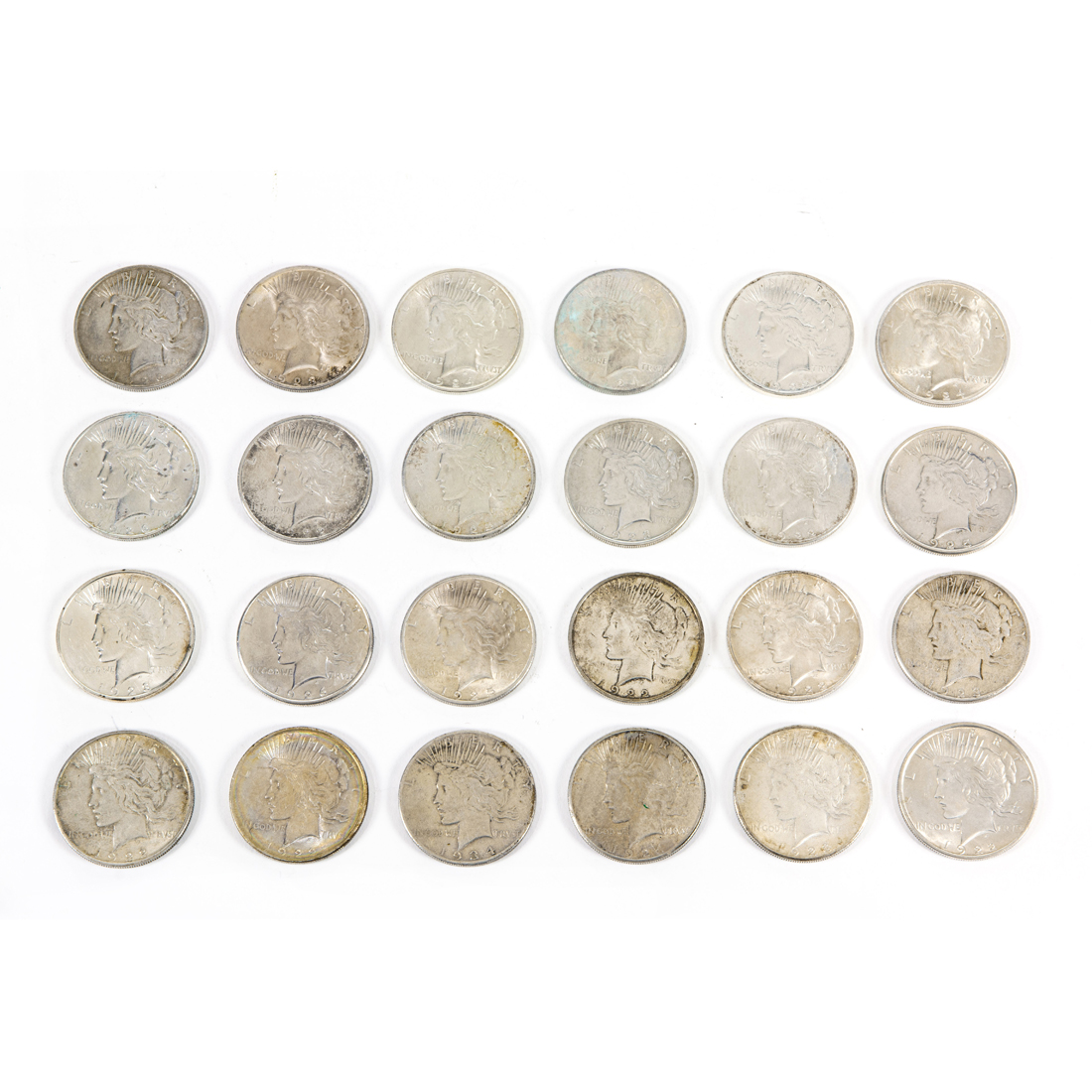 (LOF OF 24) US PEACE SILVER DOLLARS