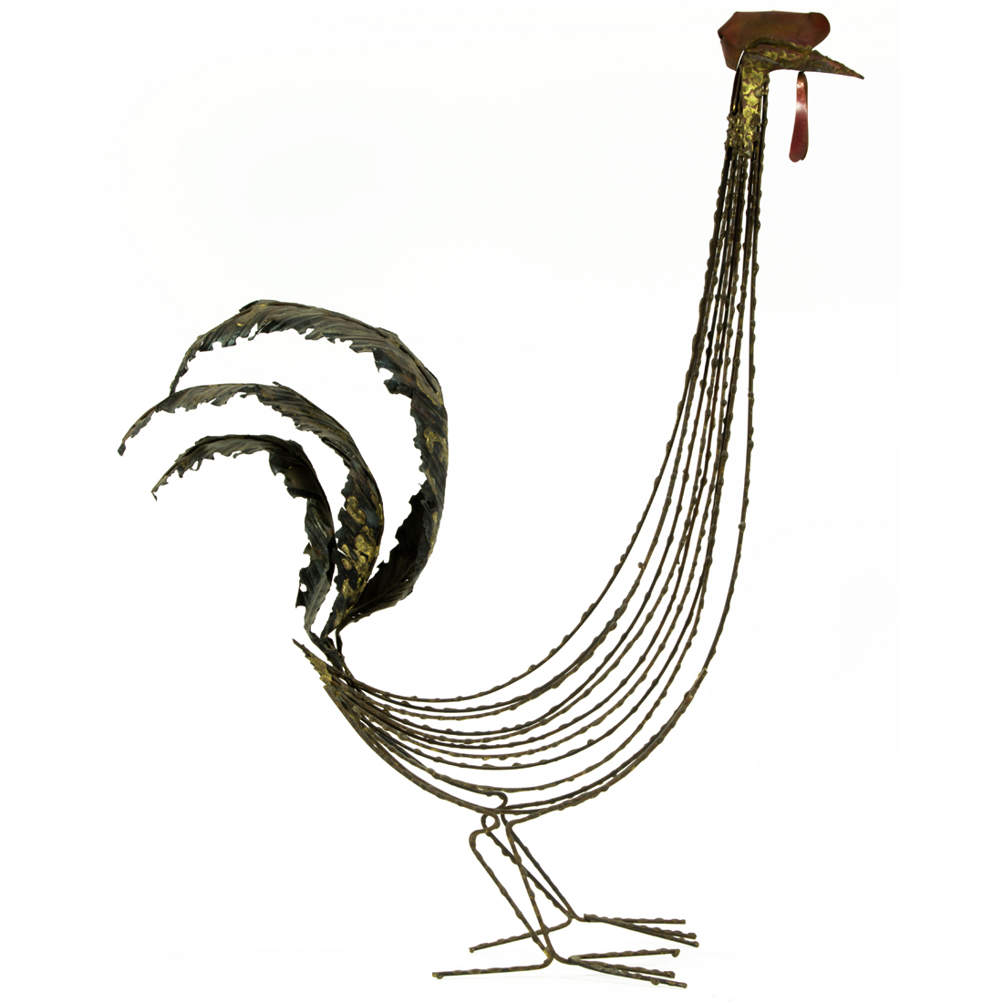A BRUTALIST METAL FIGURE OF A ROOSTER 2d2721