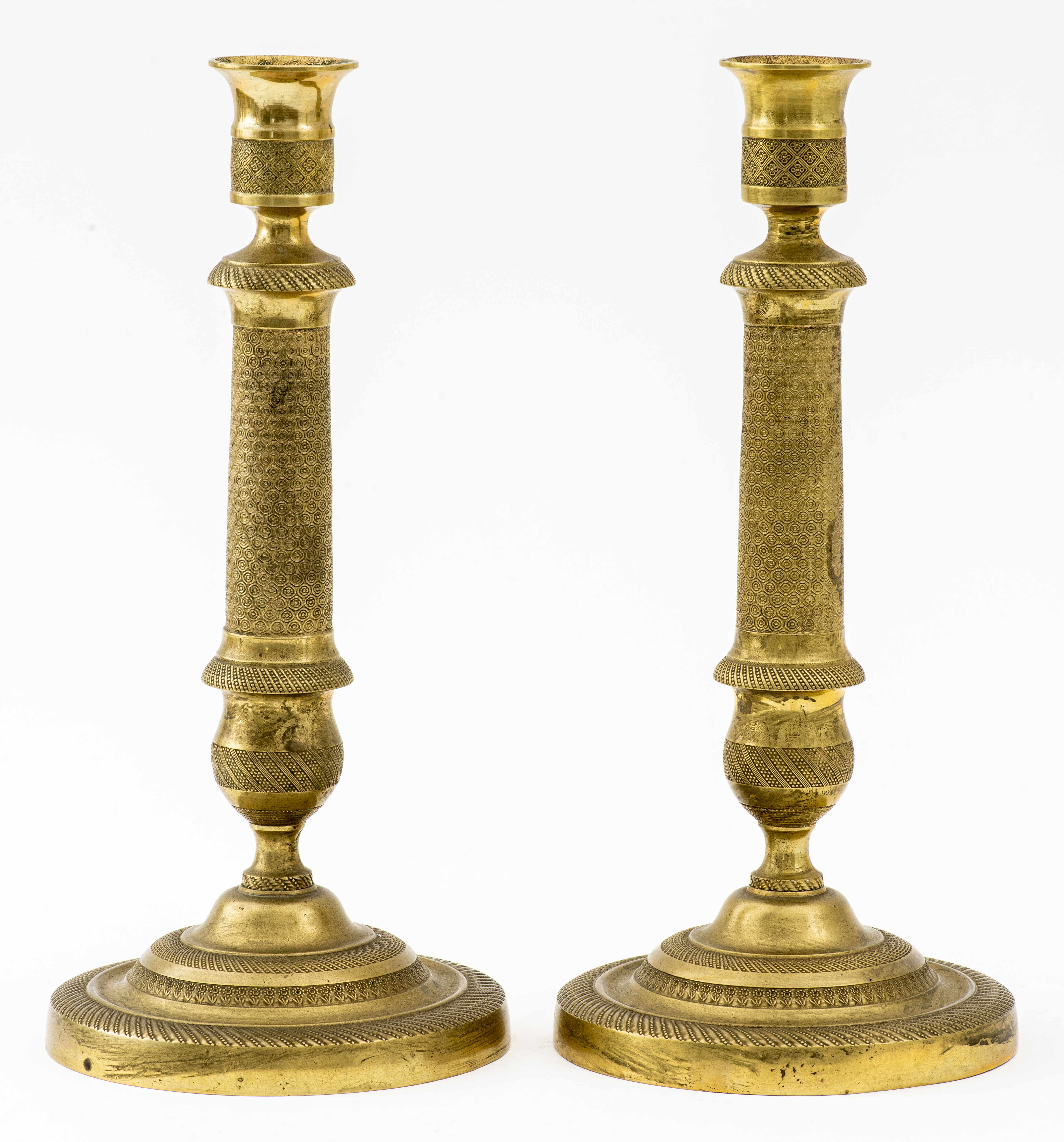 BAROQUE GILT BRASS CANDLESTICKS,