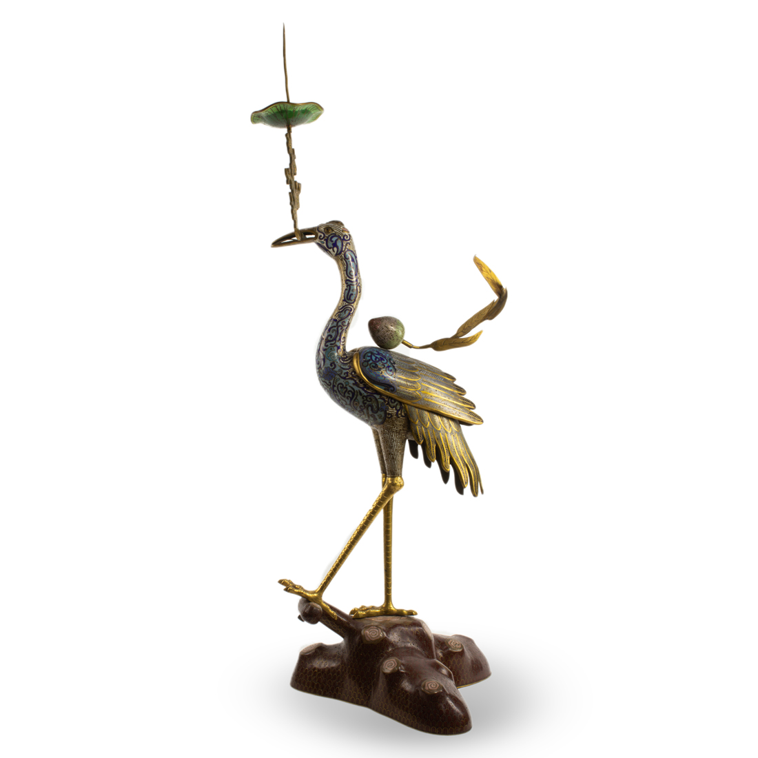 CHINESE CLOISONNE ENAMEL CRANE 2d277e