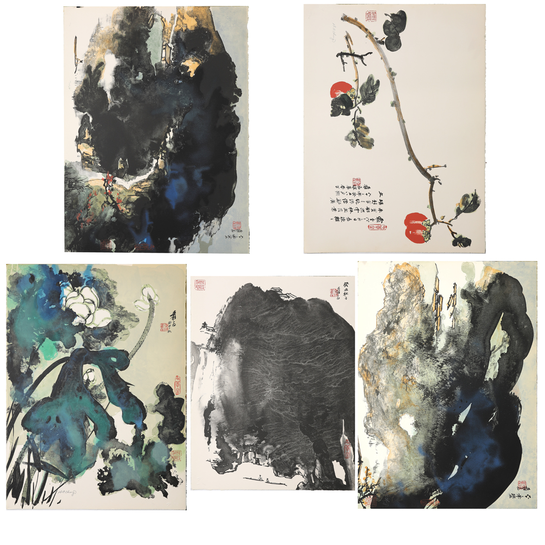 SET OF FIVE ZHANG DAQIAN LITHOGRAPHS 2d279b