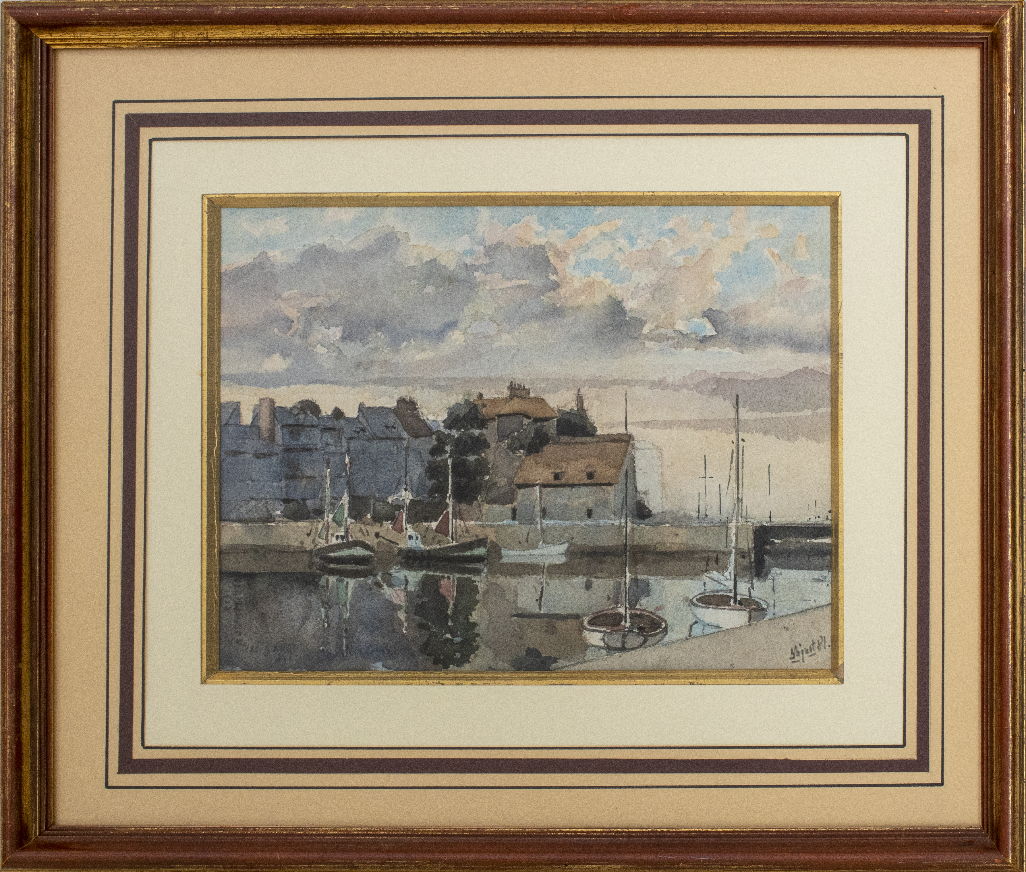 ILLEGIBLY SIGNED "HONFLEUR" WATERCOLOR