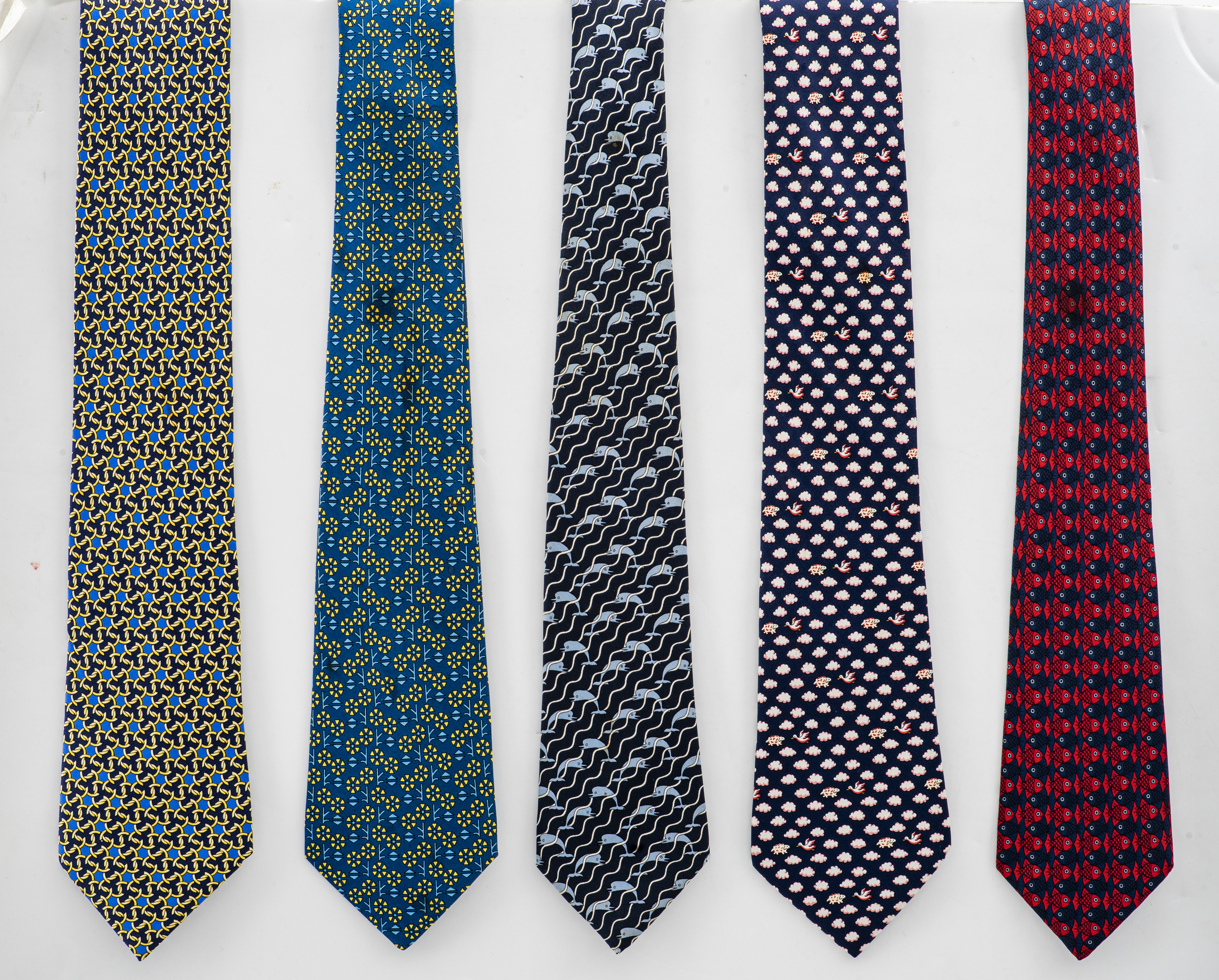 HERMES SILK TIES 5 Five Hermes 2d2827