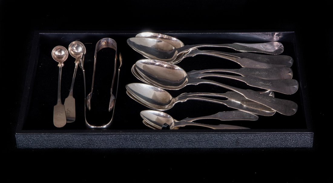  LOT OF 14 COIN SILVER FLATWARE 2d2850