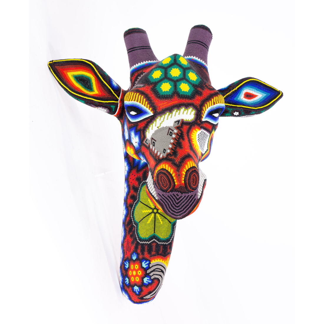 MASAI BEADED BUST OF GIRAFFE MOUNTED 2d28af