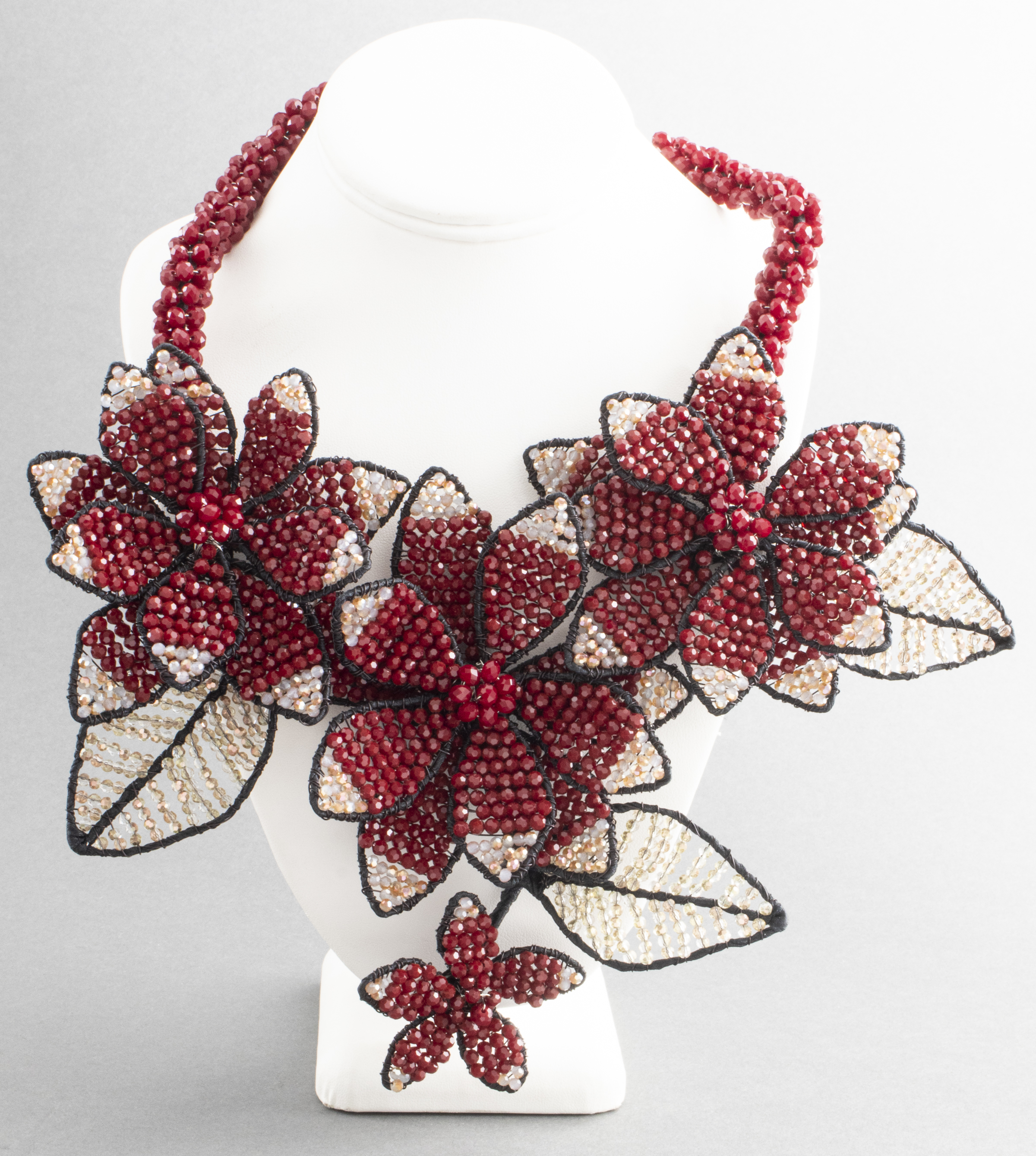 VILAIWAN RED AND PINK BEAD FLORAL