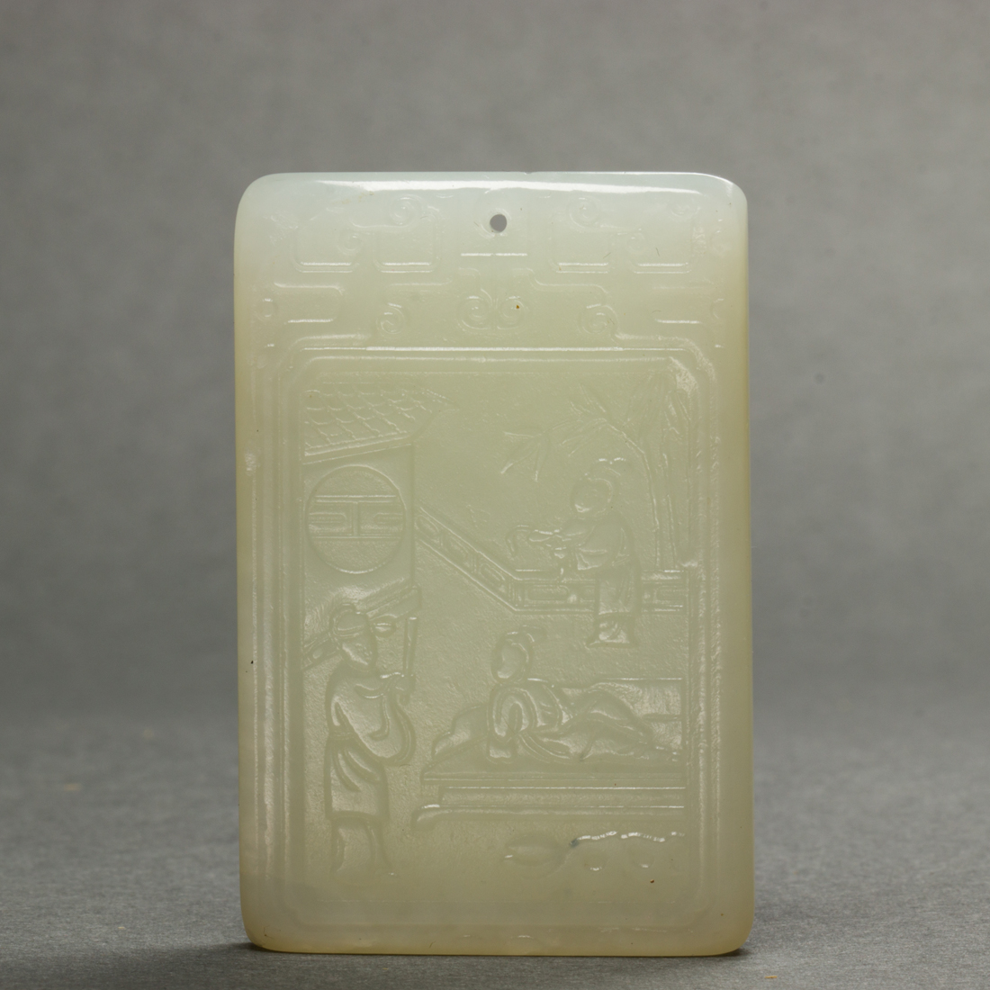 CHINESE WHITE JADE PENDANT PLAQUE 2d29e5