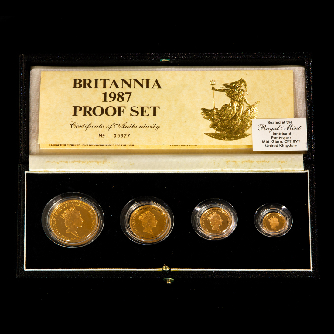 1987 BRITANNIA GOLD PROOF SET INCLUDING 2d2a2e