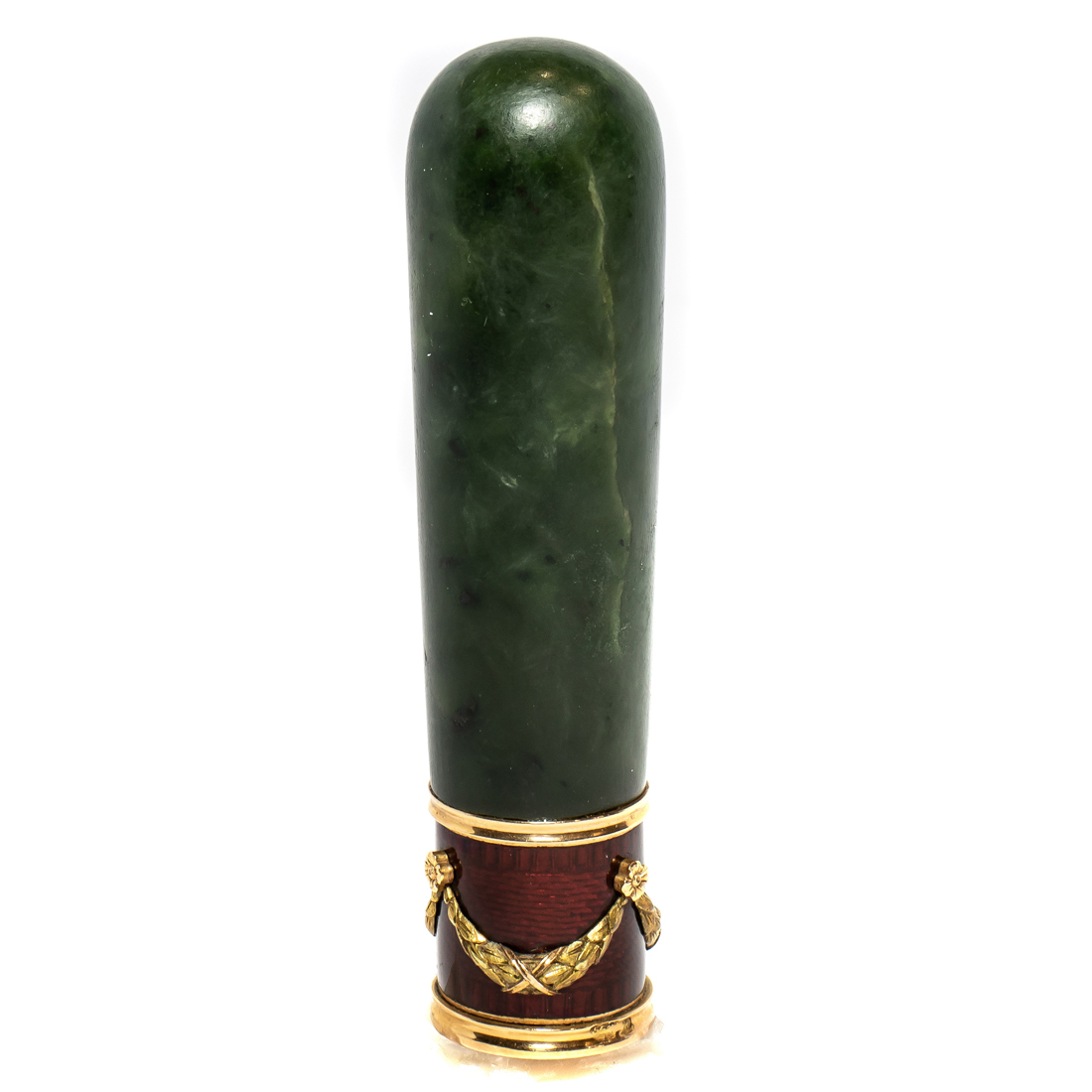 A FABERGE STYLE 14K ENAMEL SPINACH
