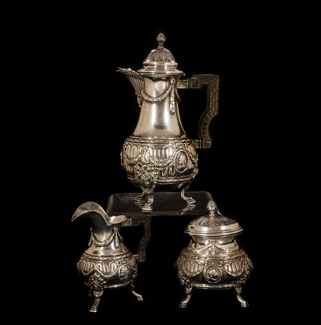 AN GERMAN SILVER COFFEE SET, GEBRUDER