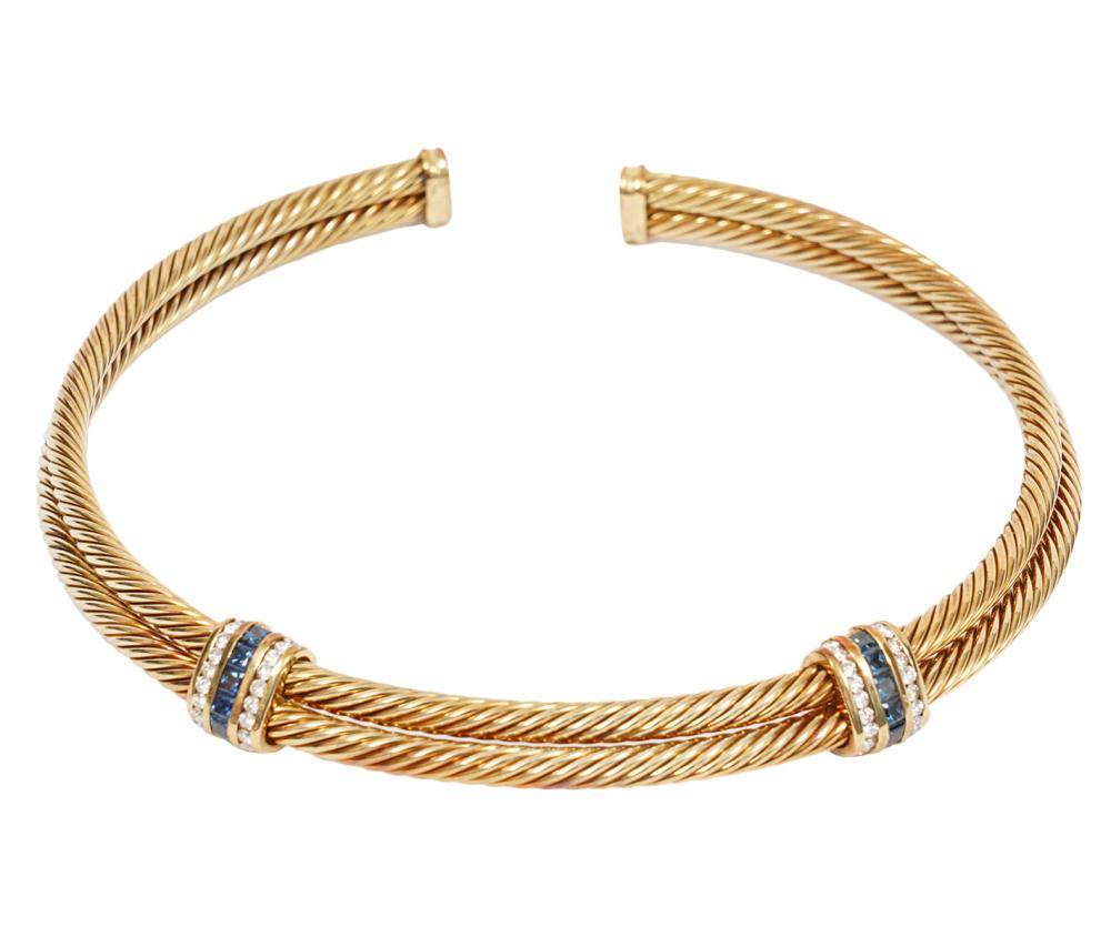 DAVID YURMAN 14KT YG, SAPPHIRE & DIAMOND