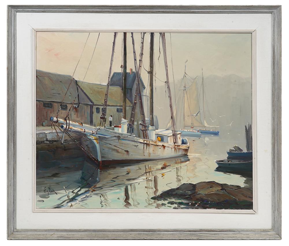 OTIS COOK ROCKPORT HARBOR OIL ON CANVASOtis