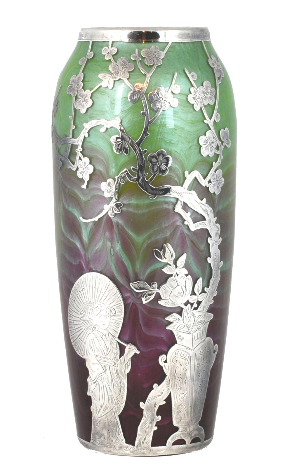 LOETZ TITANIA VASE SILVER OVERLAY 2d0687