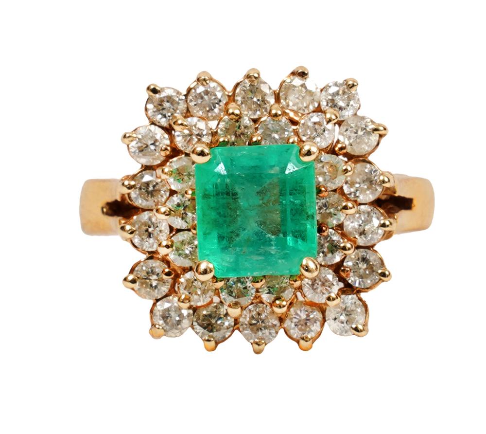 EMERALD DIAMOND 14KT YG CLUSTER 2d07f6