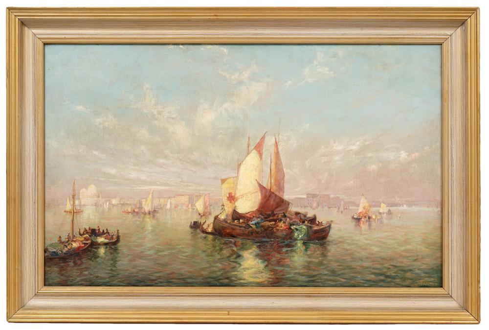 CARL MULLER 'BOATS IN VENICE HARBOR'