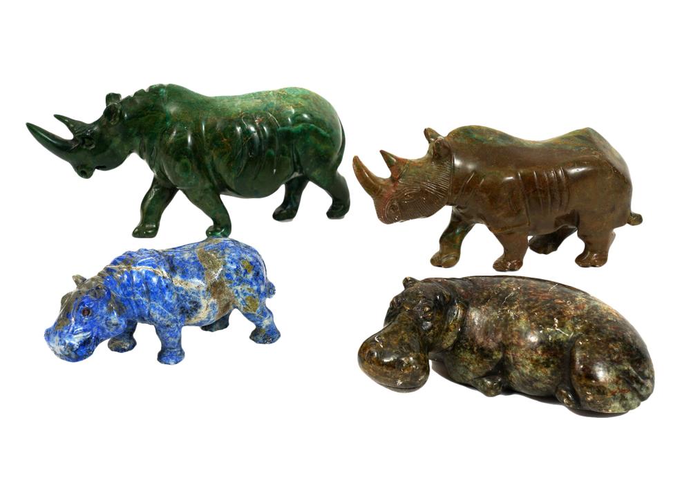 4 STONE ANIMAL FIGURES INCLUDING