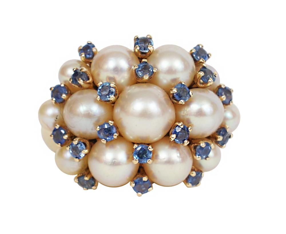 14KT GOLD PEARLS AND SAPPHIRE 2d08e0