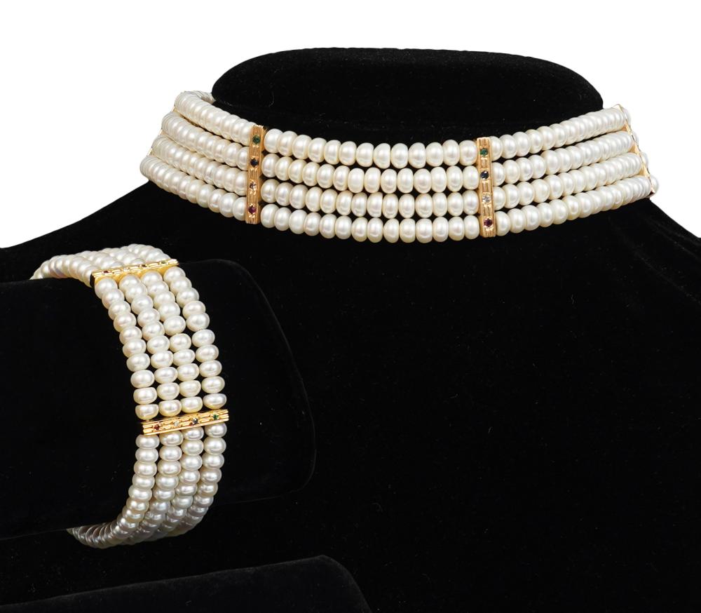 CULTURED PEARL, GEMSTONE & GOLD