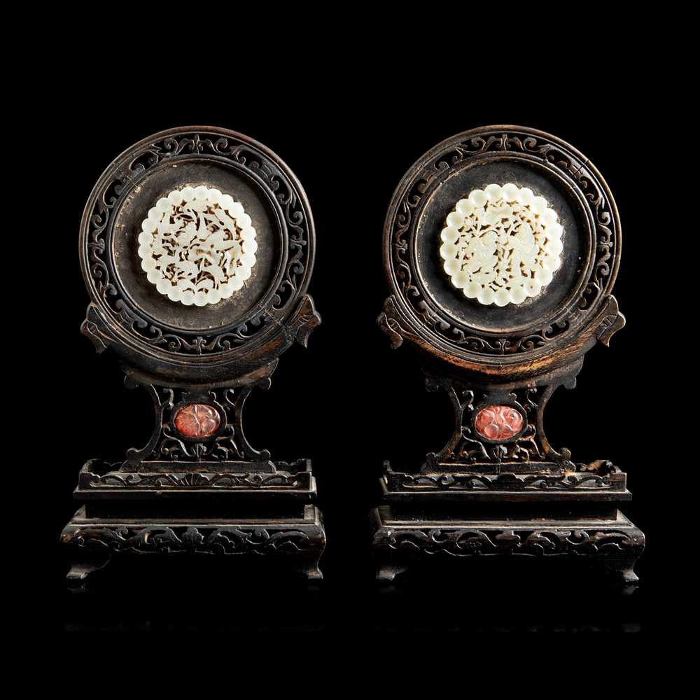 PAIR OF WHITE JADE PLAQUES QING 2d0a96