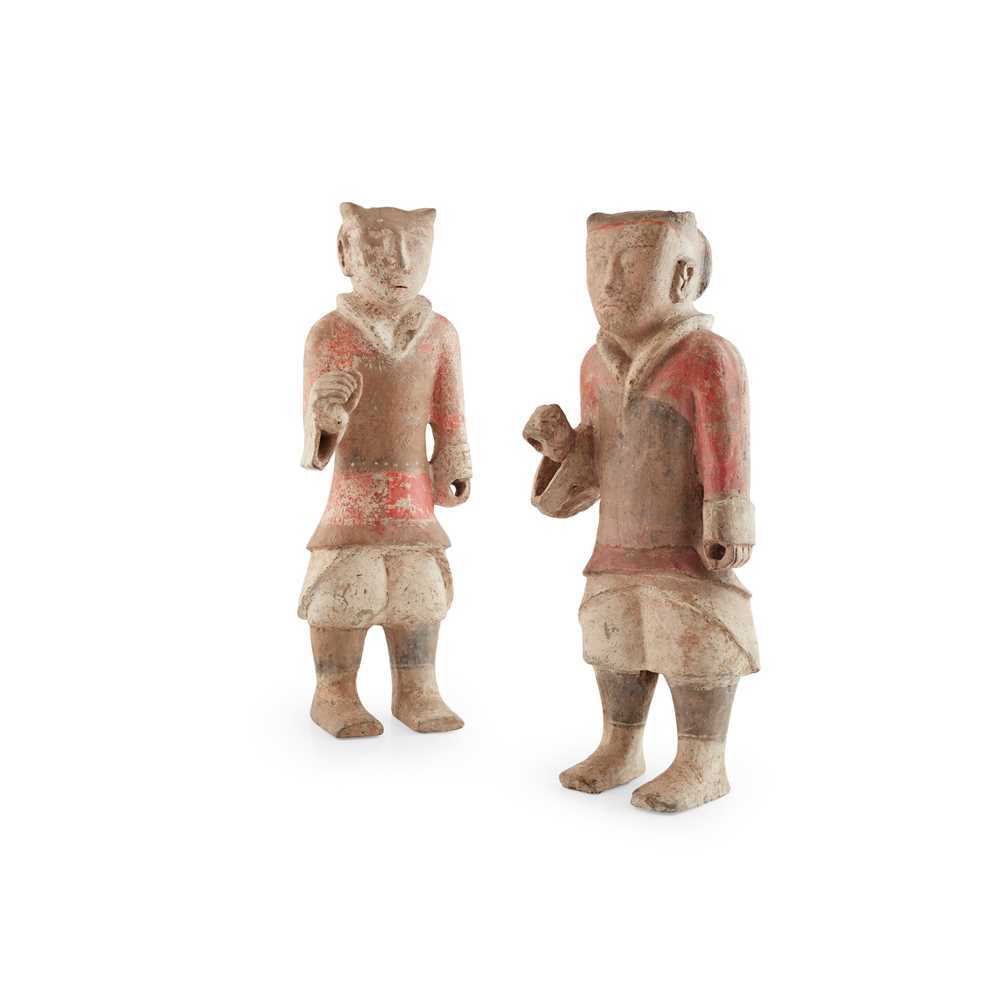 NEAR PAIR OF PAINTED POTTERY FIGURES
HAN