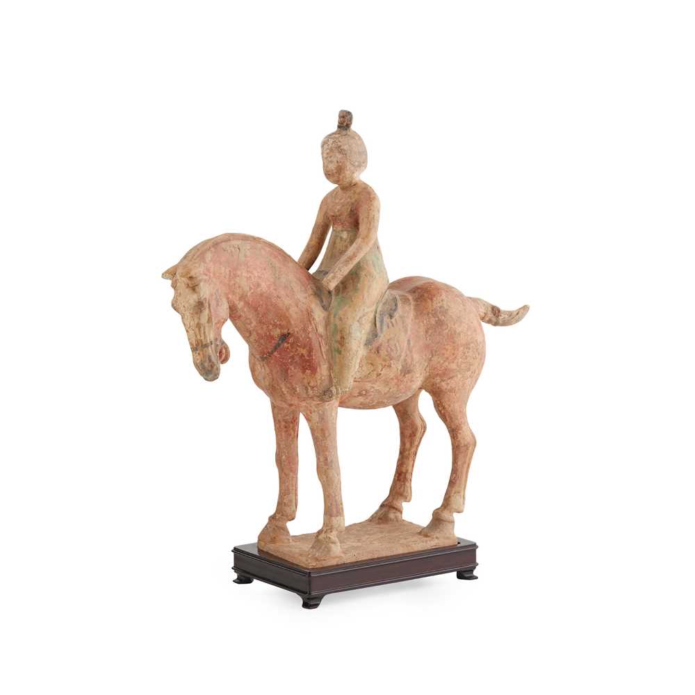 PAINTED POTTERY HORSE AND RIDER
TANG