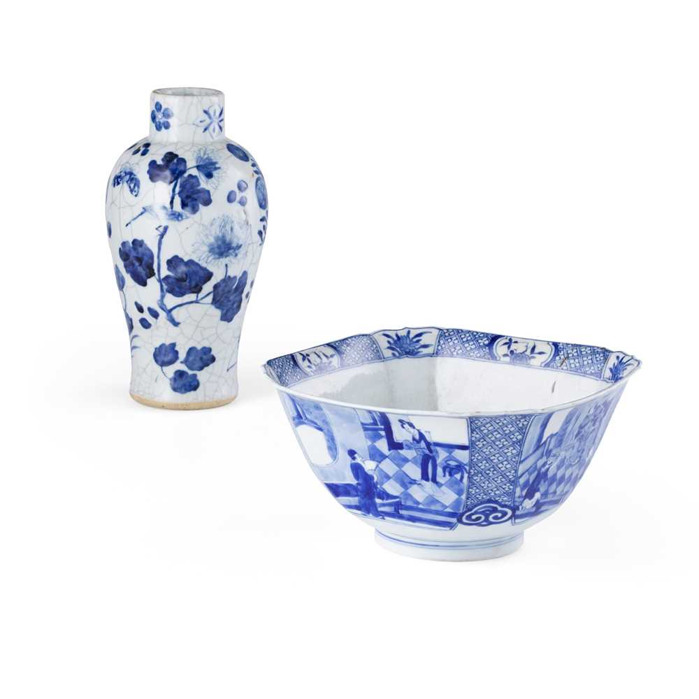 TWO BLUE AND WHITE WARES
QING DYNASTY
