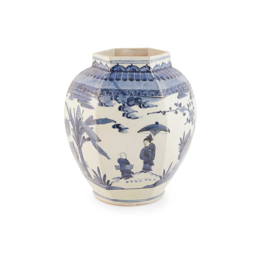 BLUE AND WHITE HEXAGONAL JAR ??????????of