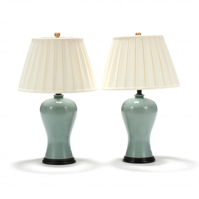 A PAIR OF ASIAN STYLE CELADON LAMPS 2d0b3d