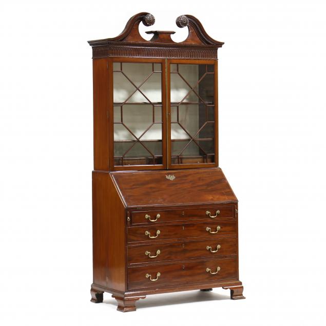 GEORGE III MAHOGANY BUREAU BOOKCASE