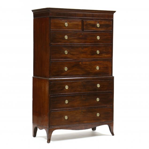 GEORGE III MAHOGANY CHEST ON CHEST 2d0b77