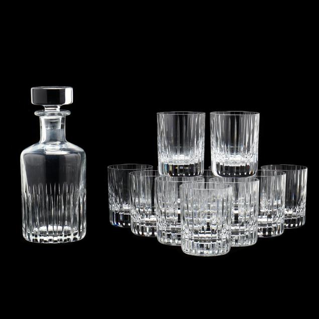 BACCARAT CRYSTAL DECANTER AND 12  2d0c38