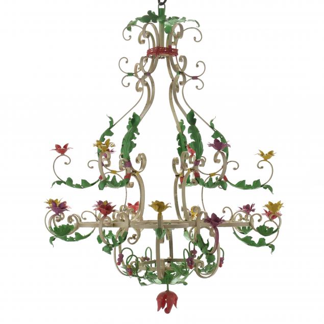 A LARGE VINTAGE WROUGHT IRON FLORAL