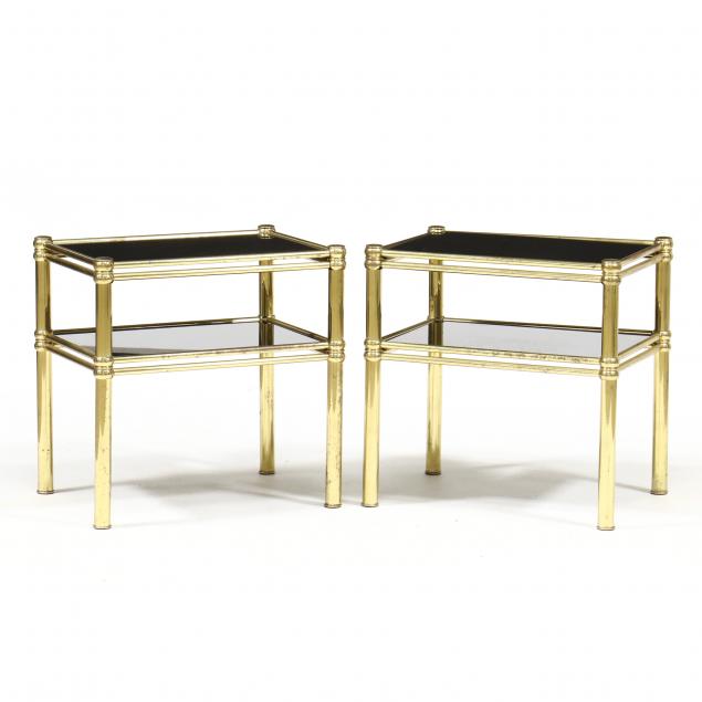 PAIR OF MODERN BRASS AND GLASS
