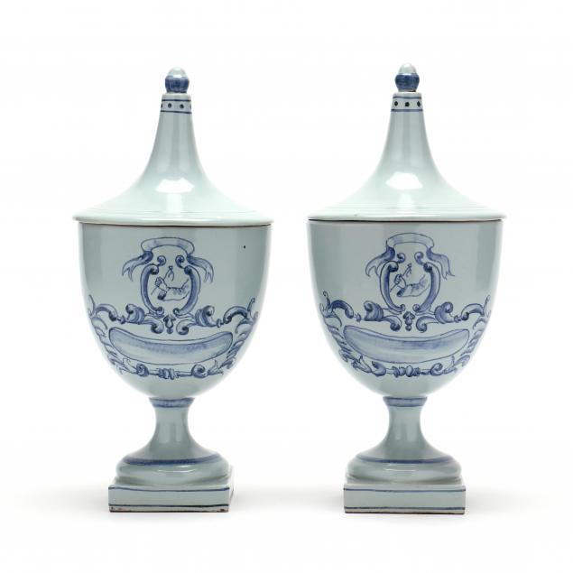 PAIR OF DELFT STYLE APOTHECARY
