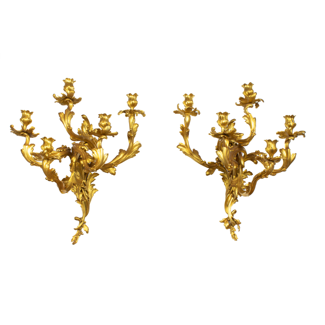 A PAIR OF LOUIS XV STYLE FIVE LIGHT 2d0ecb