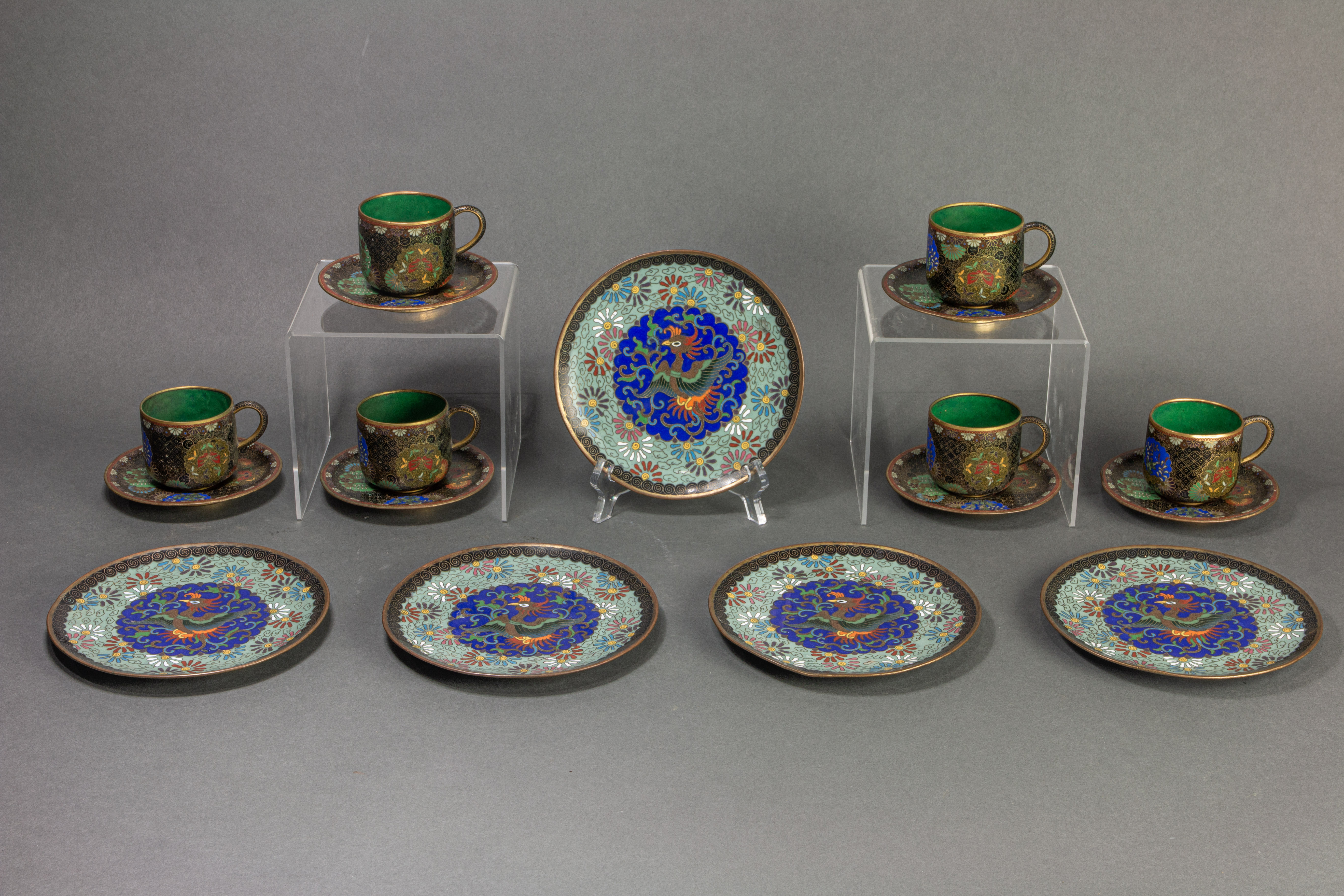 JAPANESE CLOISONNE ENAMEL TEA SET Japanese