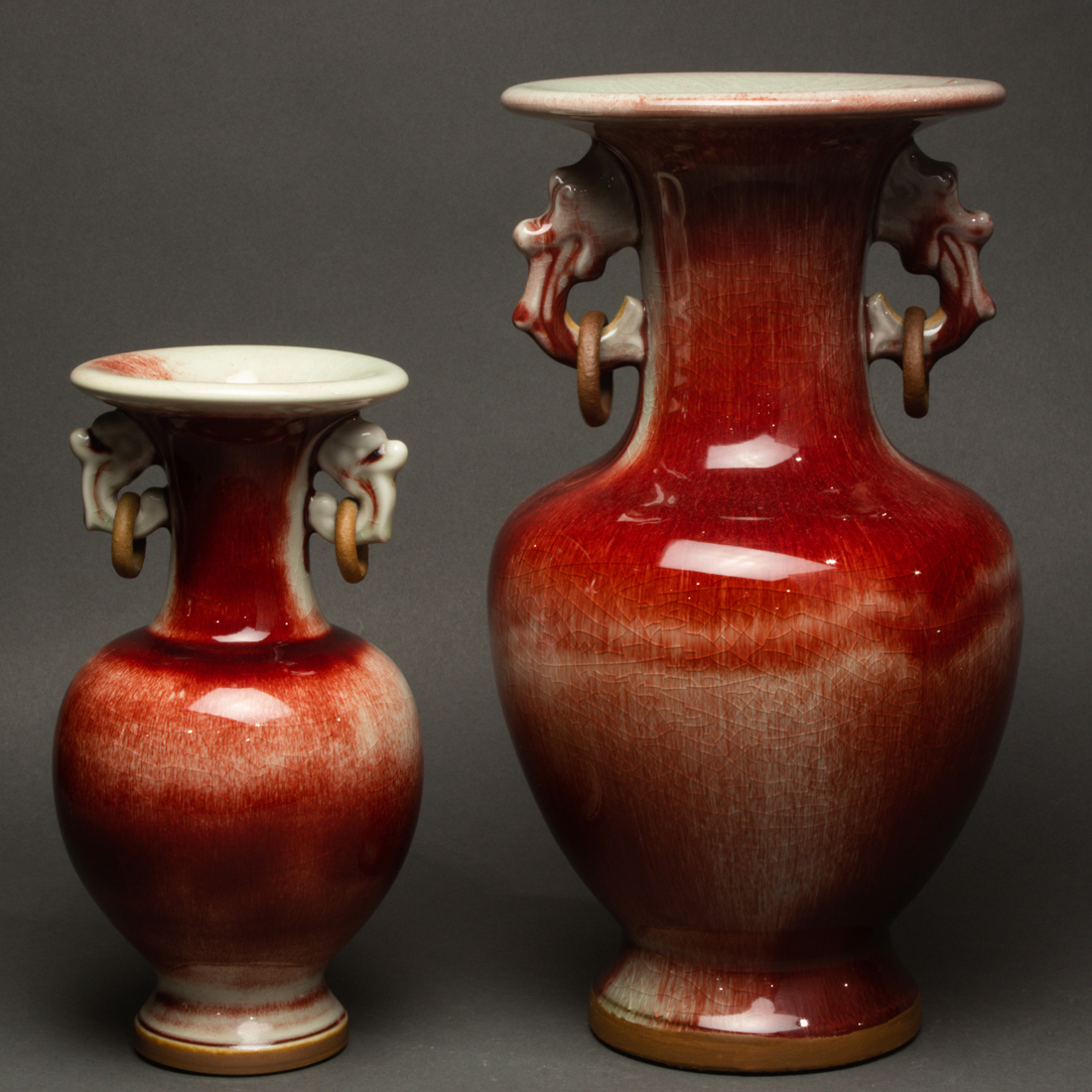 (LOT OF 2) CHINESE OXBLOOD GLAZED