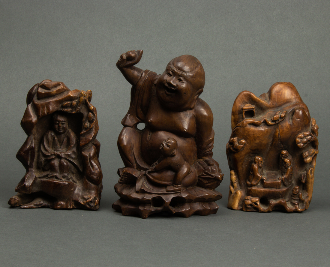  LOT OF 3 CHINESE WOOD FIGURAL 2d0fbe